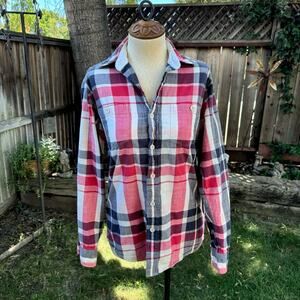 Carhartt Plaid Button Up Shirt Women's size Small *Flaws*